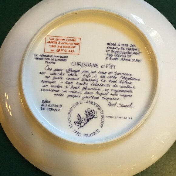 Set Of 4 Paul Durand Limoges Collectible Plates With Childrens Illustrations - Picture 8 of 8
